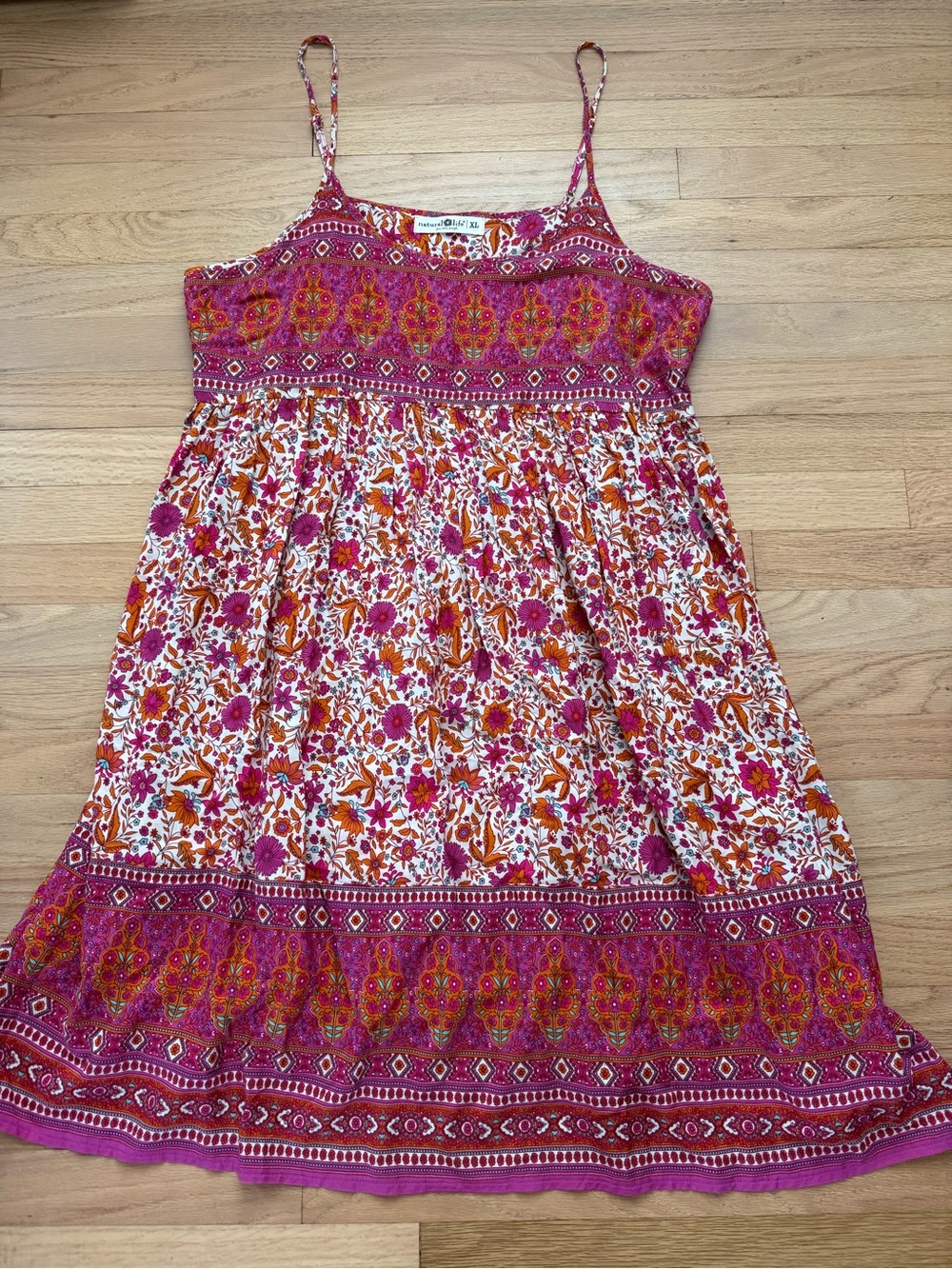 Natural Life XL Pink Boho Floral Sleeveless Flowy Dress